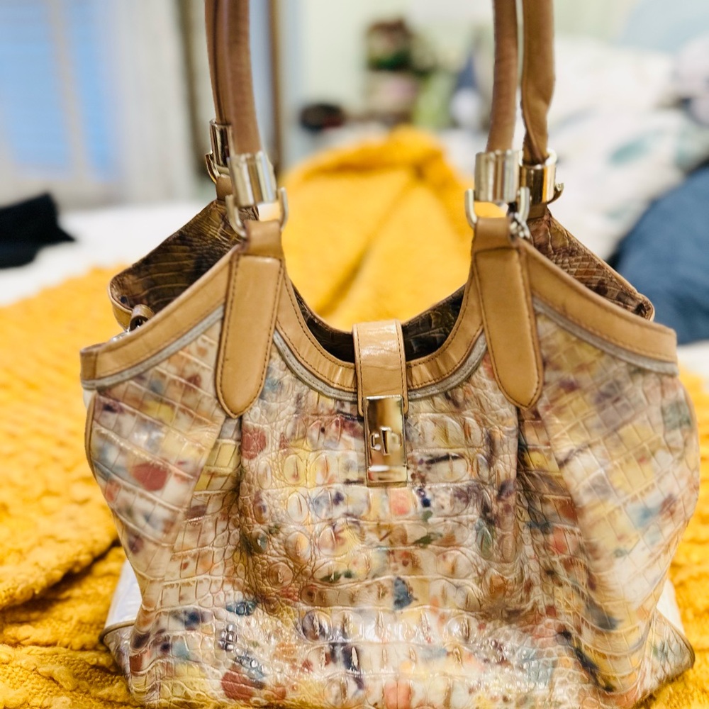 Brahmin Multicolor Crocodile-Embossed Shoulder Bag - Picture 3 of 7